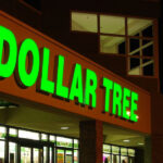 the exterior of a Hillsboro, Oregon Dollar Tree at night